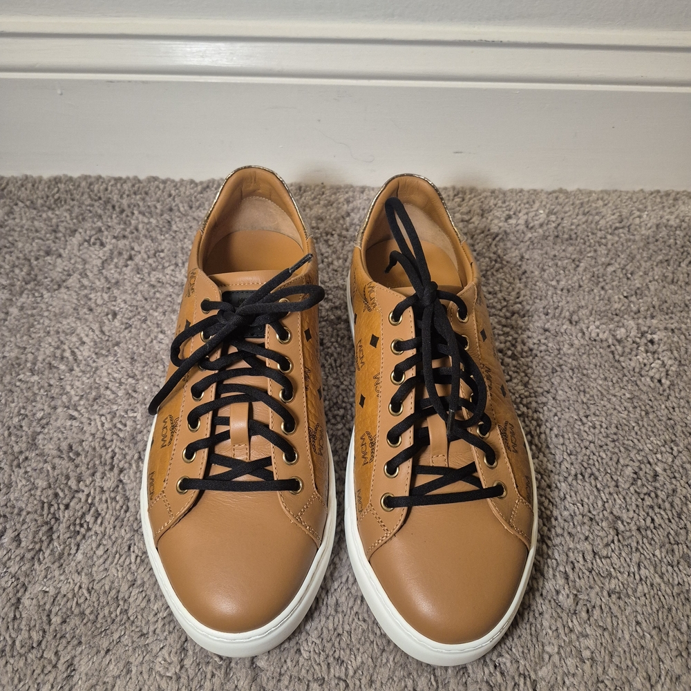 MCM Brown Leather Sneakers with Black Accents